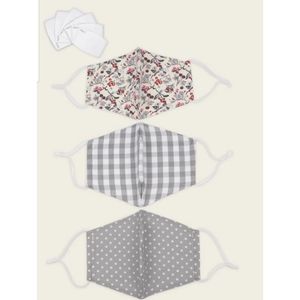 3 pc Face Masks Floral Stars Gingham Print